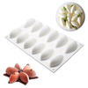 3D 12 Cavity Quenelle Shaped Silicone Mold Wine Red Mousse Cake Decorating Tool