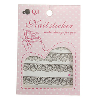 3D Black Lace Flowers Design Nail Art Sticker Decals Applique Decoration