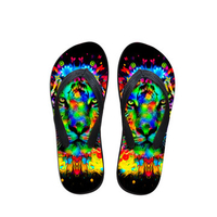 3D Colorful Print Lion Tiger Clip Toe Flip Flops Beach Outdoor Slippers