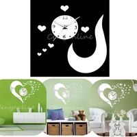 3D DIY Modern Art Hearts Mute Mirror Wall Clock Wall Sticker Home Decoration