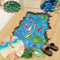 3D Fish Wall Self-adhesive Stickers Waterproof Floor Stickers Children Room Deco Removable Wallpaper