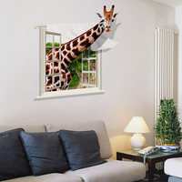 3D Giraffe Children Kids Room Kindergarten Backdrop Decoration Creative Personality Wall Stickers