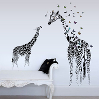 3D Giraffe Colorful Butterfly Wall Sticker Removable Home Decor Bedroom Art Applique