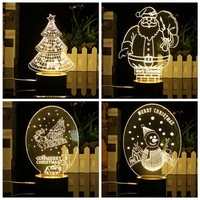 3D LED Night Light Christmas Trees Santa Claus Snowman Table Desk Light Lamp Decor