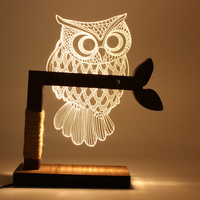 3D Owl Shape 12 LED Desk Table Light Night Light Acrylic Dimmable Lamp Xmas Gift Home Office Deco