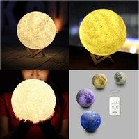 3D Print USB Rechargeable LED Moon Lamp Bedside Night Light Romantic Birthday Gift Home Decor