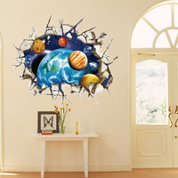 3D Removable Outer Space Planet Wall Stickers Waterproof Living Room Bedroom Home Decor
