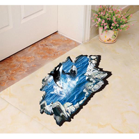 3D Sharp Jump Ocean Self-adhesive Wall Stickers Waterproof Floor Murals Children Room Decor Removab