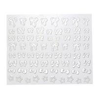3D Silver Bowknot Stars Nail Art Tips Decals Sticker