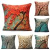 3D Tree Flower Cushion Cover Cotton Linen Pillow Case