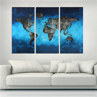3Pcs Canvas World Map Painting Print Frameless Wall Art Picture Modern Living Room Home Decor