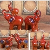 3Pcs Creative Ceramic Auspicious Elephant Ornament Living Room Handicrafts Home Office Decor
