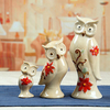 3Pcs Creative Ceramic Owl Ornament Hand-painted Relief Living Room Home Office Decor Handicrafts