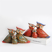 3Pcs Creative Ceramic Owl Ornament Living Room Home Office Decor Handicrafts