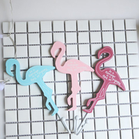 3Pcs Flamingos Clothes Hooks Wooden Crafts Creative Home Living Room Decorations Wall Art