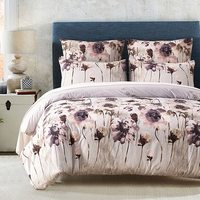 3Pcs Flower Bedding Suit Polyester Bedding Pillowcases Quilt Cover Set Twin Queen King Size