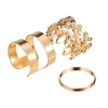 3pcs Hollow Out Leaves Band Midi Knuckle Rings Set