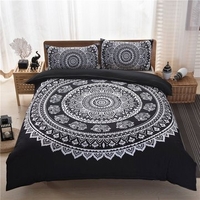 3PCS Indian Mandala Hippie Polyester King Size Bedding Pillowcases Quilt Cover Set