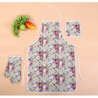 3pcs Kitchen Gift Set Cotton Twill Apron Oven Mitt Pot Holder Aprons Gloves