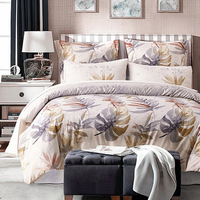3pcs Polyester Leaves Bedding Suit Quilt Cover Set Twin Queen King Size