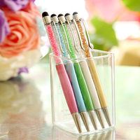 3Pcs Purple Crystal Imitated Diamond Capacitive Screen 2 in 1 Touch Writting School Office Stationery Ballpen