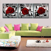 3PCS Red Rose Unframed Oil Painting Modern Romantic Canvas Wall Art Living Room Home Decor