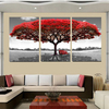 3PCS Red Tree Unframed Landscape Modern Abstract Art Oil Painting Wall Decor