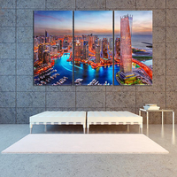 3Pcs Seascape Dusk Canvas Painting Unframed Wall Art Bedroom Living Room Home Decor