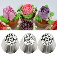 3Pcs Stainless Steel Russian Tulip Flower Icing Piping Nozzles Cake Decor Tips Baking Tools