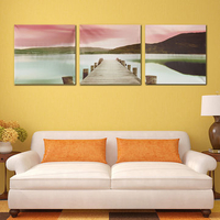 3PCS Unframed Bridge Landscape Canvas Oil Painting Home Decoration