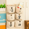 3Pcs Wardrobe Cloth Wallpapers Storage Bag Retro Cloth Linen Wall Hanging Bag Bath Bedroom Kitchen