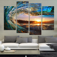 3PCS Wave Landscape Unframed Oil Painting Canvas Wall Art Living Room Home Decor