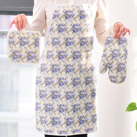 3pcs/set Cotton Twill Apron Oven Mitt Pot Holder Kitchen Gift Set Apron&Insulation Mat&Gloves