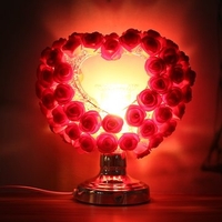 4 Colors Heart Shape Rose Electric Oil Burner Touch Fragrance Lamp Home Decor Bedside Lamp Gift