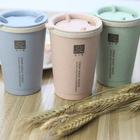 4 Euro-American Styles Wheat Straw Vacuum Insulation Drinkware Coffee Tea Mug Water Bottle