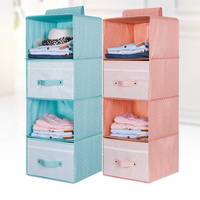 4 Layer Wardrobe Hanging Clothes Bag Holder Rack Pocket Stand Holder Storage With Drawer