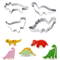 4 Pcs/1 Set Dinosaur Biscuit Molds DIY Stainless Steel Cake Mold Cute Dinosaur Mold
