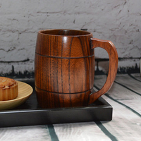 400ml Classical Wooden Beer Cup With Handle Wooden Beer Mug