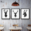 40*50cm Deer Head Animal Canvas Painting Poster Watercolor Modern Living Room Home Decor