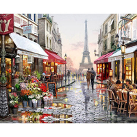 40X50CM Frameless Lovers Under The Eiffel Tower Linen Canvas Oil Painting DIY Wall Art