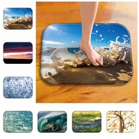 40x60cm 3D Beach Floor Rug Sunset Anti Slip Absorbent Carpet Bath Mat Home Decor