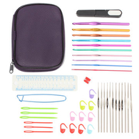 42pcs Aluminum Crochet Hooks Kit Tapestry Craft Weave Yarn Knitting Needles Sewing Tools Case