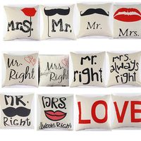 42x42cm Letter Pillow Case Cotton Linen Waist Cushion Cover Bags