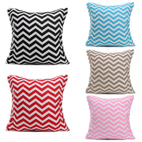 43cm x 43cm Wave Stripes Print Linen Cushion Cover Sofa Cotton Pillow Cases