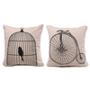 43x43cm Birdcage Bicycle Cotton Linen Pillow Case Throw Cushion Cover Home Decor