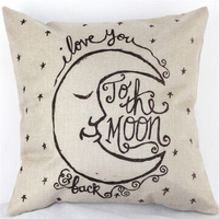 43x43cm Moon Cotton Linen Pillow Case Waist Cushion Cover Bags Home Car Decor