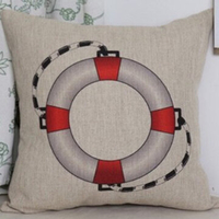 43X43cm Steering Wheel Compass Shape Cotton Linen Pillow Case Sofa Decor