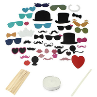 44PCS Fun Party Masks Photo Booth Props Mustache Wedding Favor DIY
