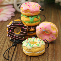 4.5 CM Cute Sweet Scented Cream Cell phone Fruit Donuts Charms Key Strap Squishy Toys