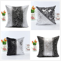 45*45cm Retro Style Square Black Silver Throw Pillow Case Sofa Imitation Leather Cushion Cover